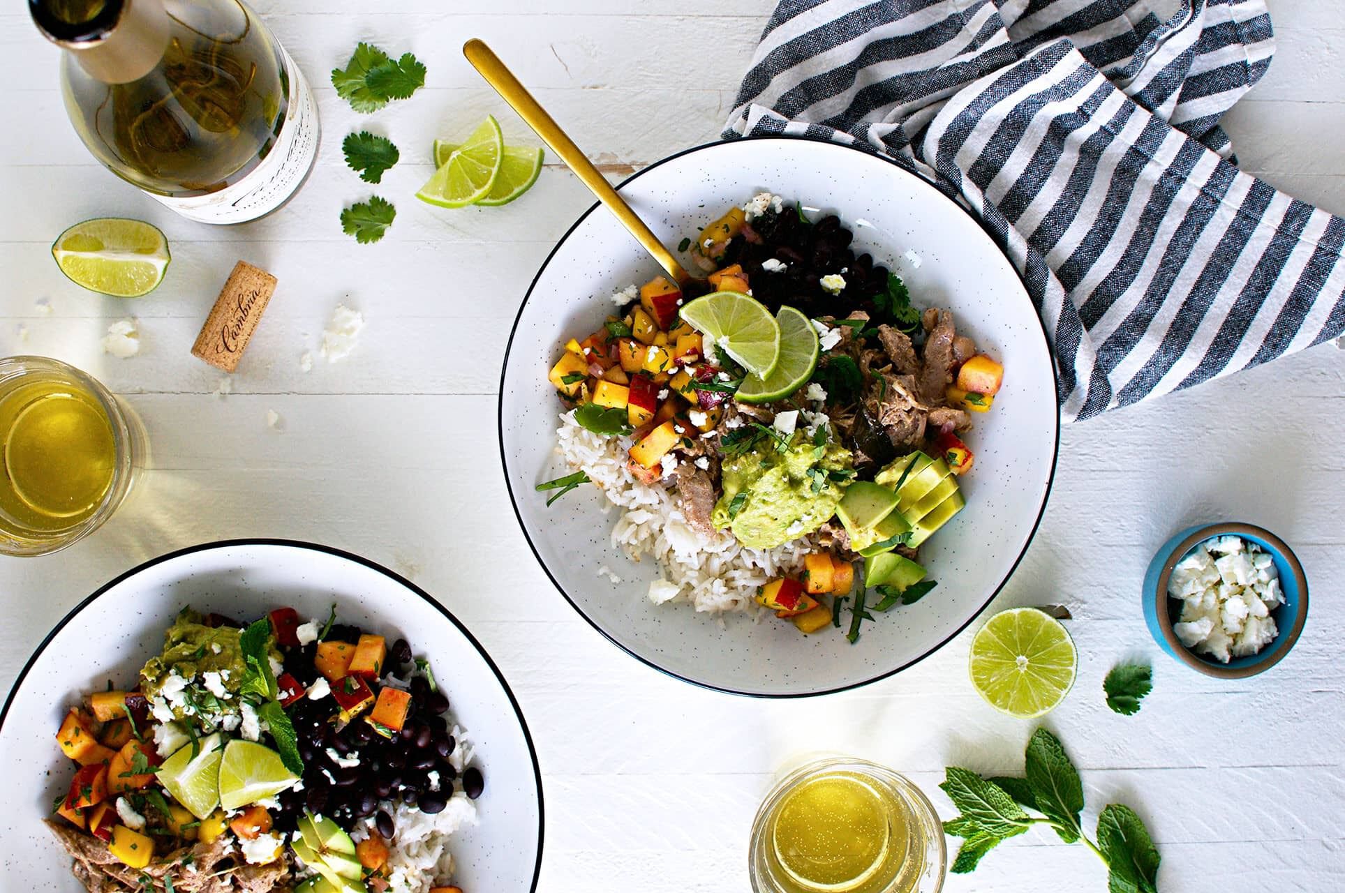 Chardonnay with taco bowls